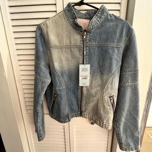 Moto style jean jacket size large